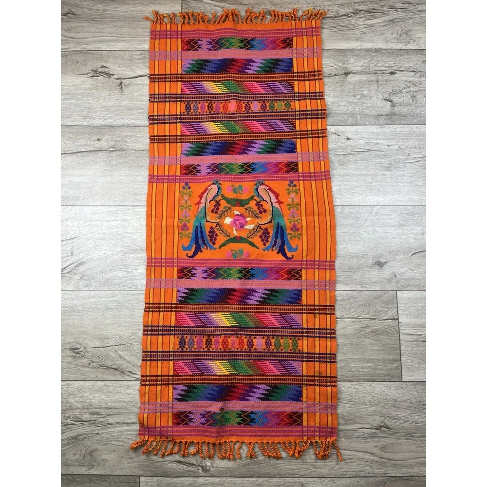 Vtg Guatemalan Table Runner Tapestry /Embroidered 42